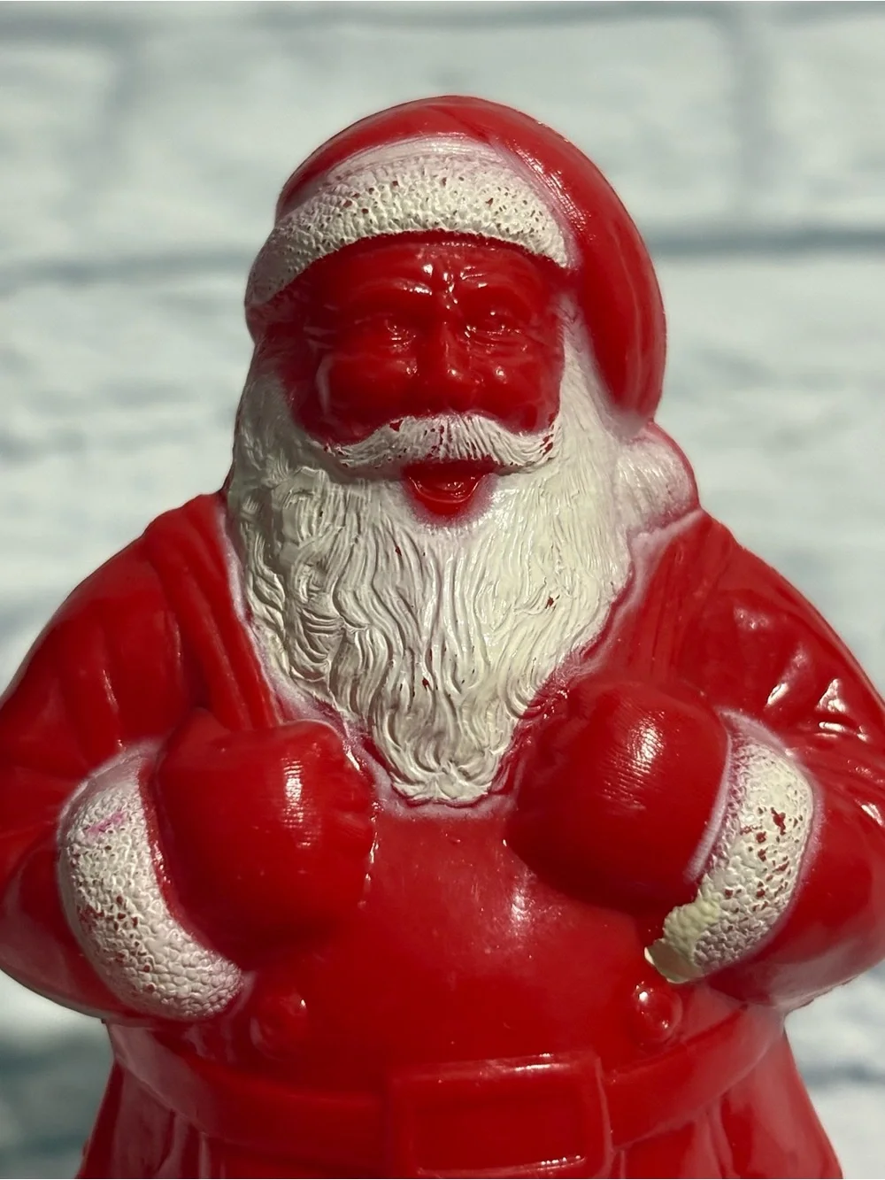 Vintage 1940’s-1950’s Irwin red molder plastic Santa Claus candy container